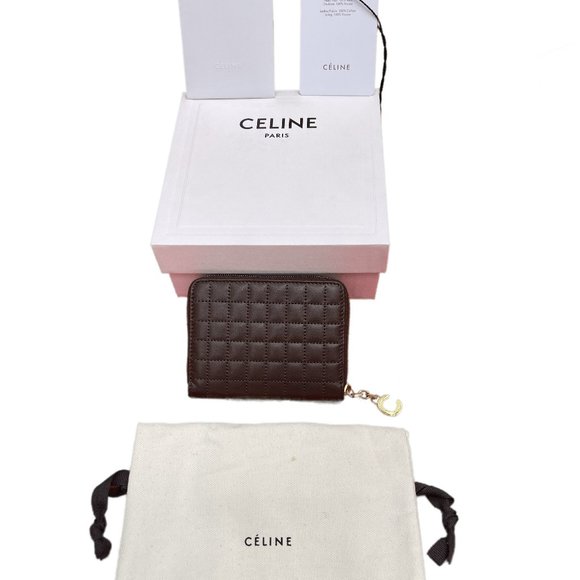 AUC $590 Celine C-Charm Quilted CALFSKIN Compact Zip Wallet New in the box - Picture 7 of 16